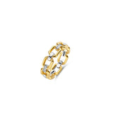 Ti Sento Luxe Angled Chain Link Gold Plated CZ Ring