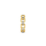 Ti Sento Luxe Angled Chain Link Gold Plated CZ Ring