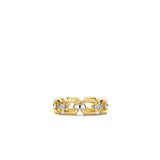 Ti Sento Luxe Angled Chain Link Gold Plated CZ Ring