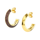 Nomination Aurea Hoop Earrings, Sterling Silver Gold Plated Coffee CZ SALE