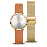 Bering Ultra Slim Gold Watch & Strap Gift Set SALE