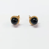 9ct Yellow Gold Black Onyx Twist Stud Earrings