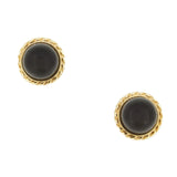 9ct Yellow Gold Black Onyx Twist Stud Earrings