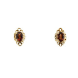 9ct Gold Garnet Vintage Design Marquise Shape Stud Earrings