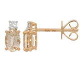 9ct Rose Gold Morganite Diamond Oval Stud Earrings