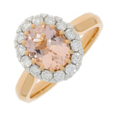 18ct Rose Gold Morganite Diamond Oval Cluster Ring