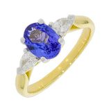 18ct Yellow Gold Tanzanite Diamond Trilogy Ring