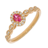 Vintage Design 18ct Rose Gold Tourmaline Diamond Oval Halo Ring