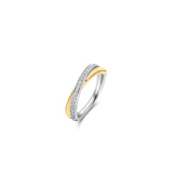 Ti Sento Sterling Silver Crossover CZ Ring Golden 5mm