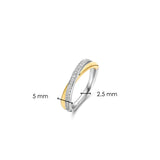 Ti Sento Sterling Silver Crossover CZ Ring Golden 5mm