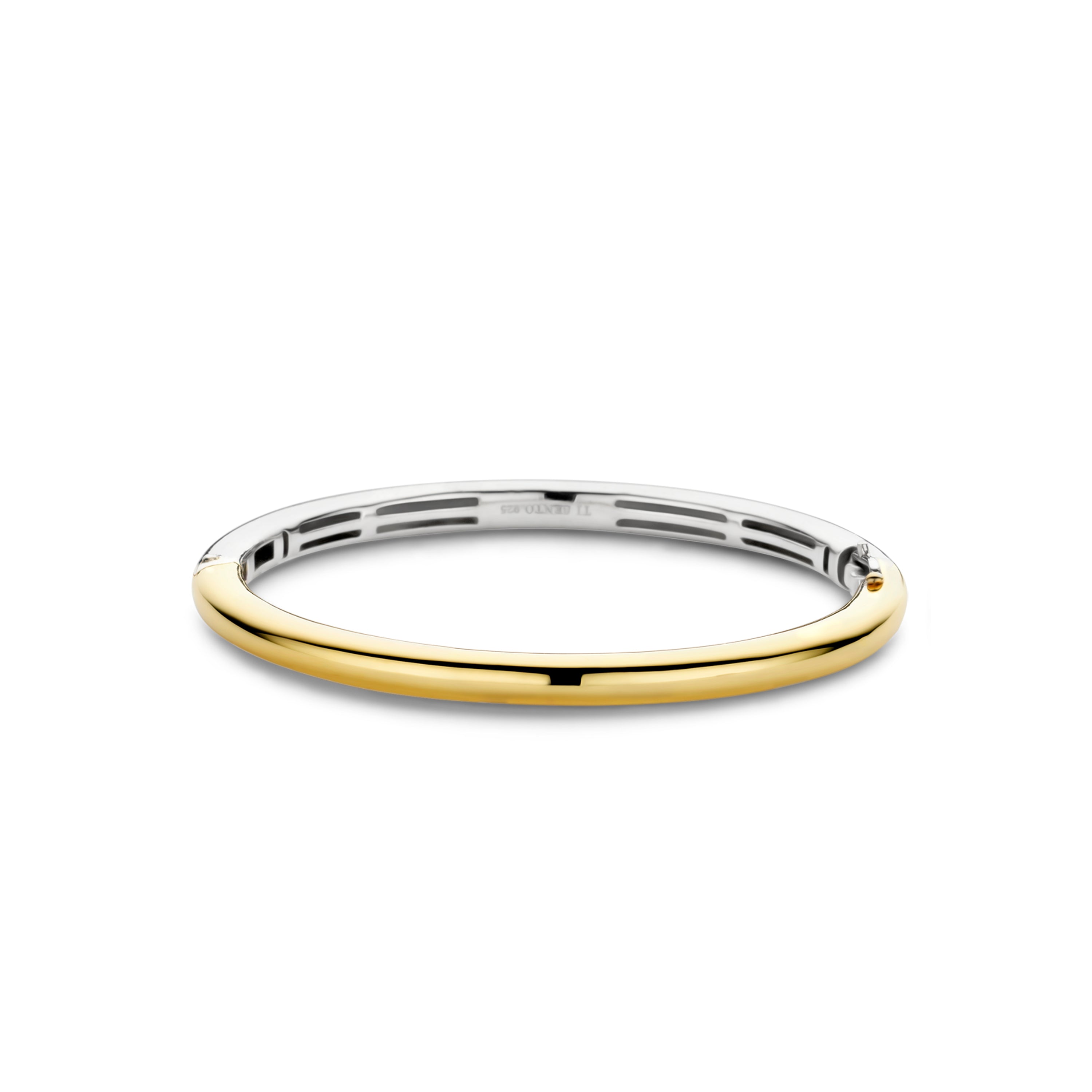 Ti Sento Rounded Gold Plated Oval Hinged Bangle