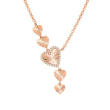 Nomination Truejoy Heart Asymmetrical Necklace, Sterling Silver Rose Plated CZ