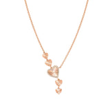 Nomination Truejoy Heart Asymmetrical Necklace, Sterling Silver Rose Plated CZ
