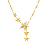 Nomination Truejoy Star Asymmetrical Necklace, Sterling Silver Gold Plated CZ