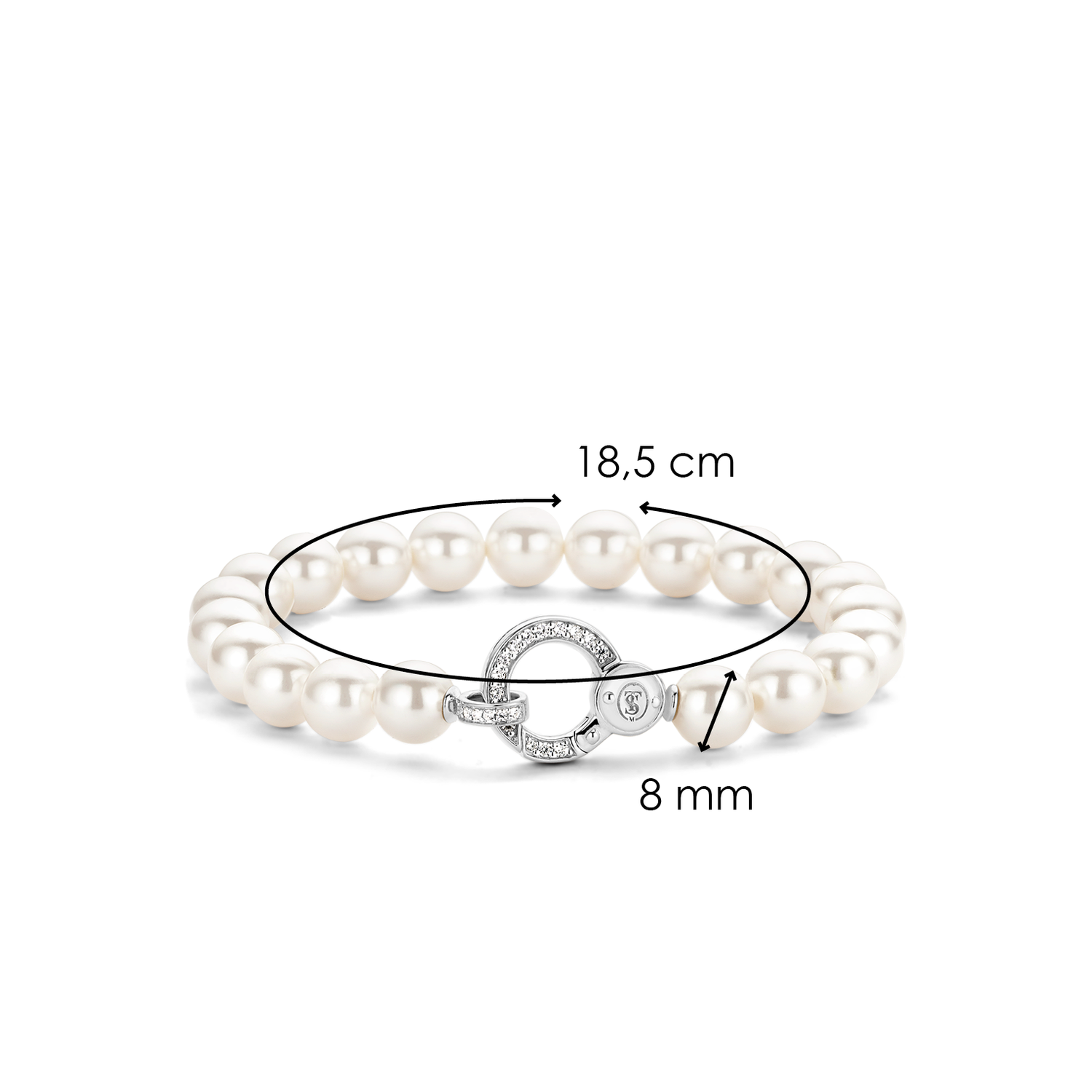 Ti Sento Pearl Circle Clasp CZ Bracelet Sterling Silver