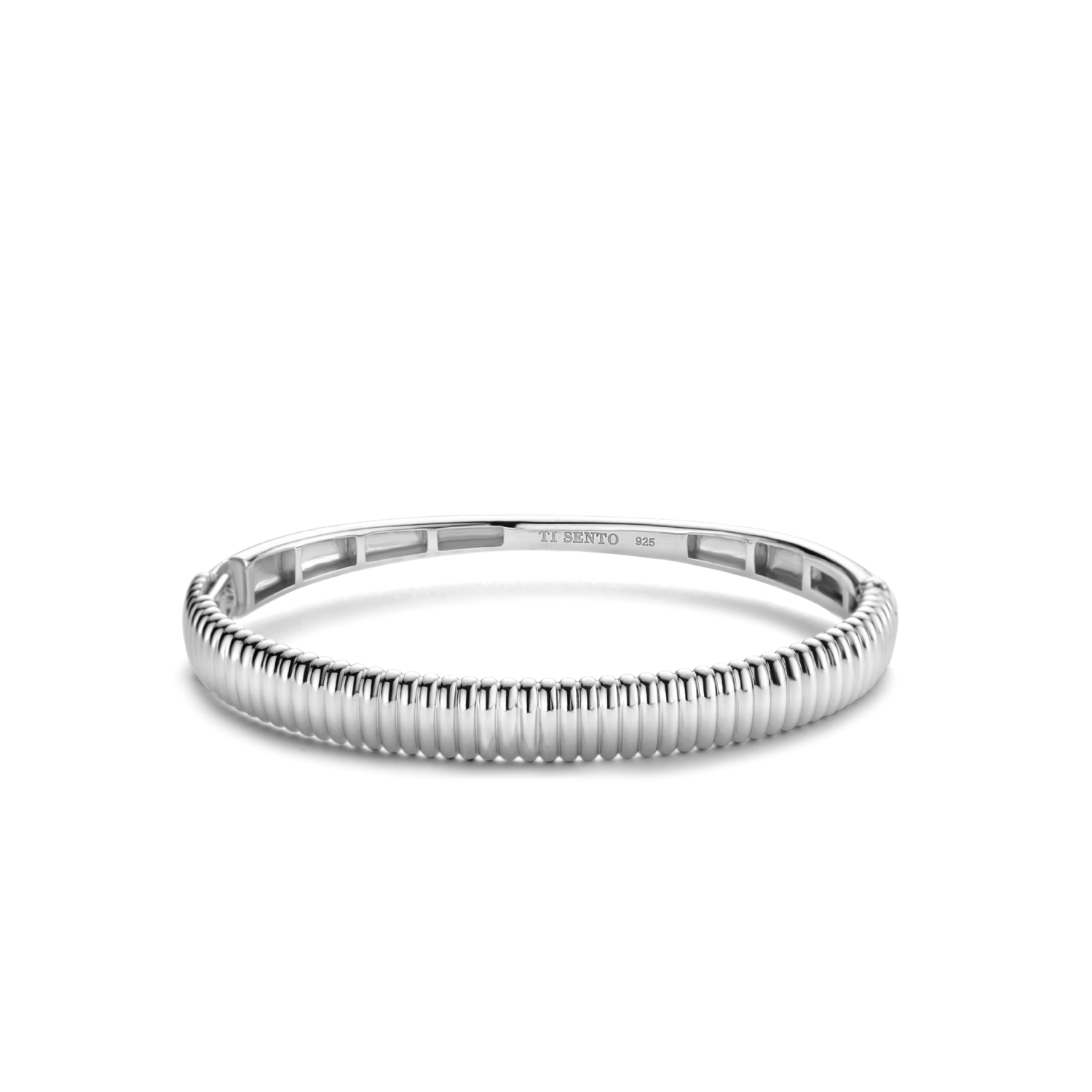 Ti Sento Wide Ribbed Hinged Bangle SALE