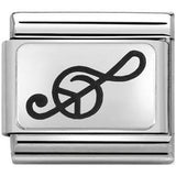 Nomination Classic Sterling Silver Music Treble Clef Peace Sign Charm