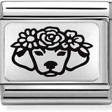 Nomination Classic Sterling Silver Floral Dog Charm
