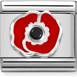 Nomination Classic Silver CZ Enamel Red Poppy Charm