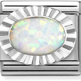 Nomination Classic Silver Diamond Cut White Opal Charm