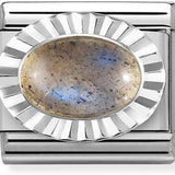 Nomination Classic Silver Oval Diamond Cut Labradorite Charm SALE