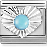 Nomination Classic Silver Diamond Cut Heart Turquoise Charm