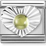 Nomination Classic Silver Diamond Cut Heart Peridot Charm