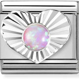 Nomination Classic Silver Diamond Cut Heart Pink Opal Charm