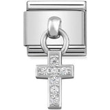 Nomination Classic Silver CZ Cross Drop Charm