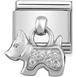 Nomination Classic Silver CZ Dog Drop Charm
