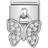 Nomination Classic Silver CZ Butterfly Drop Charm