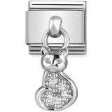 Nomination Classic Silver CZ Cat Drop Charm