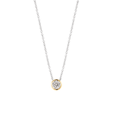 Ti Sento Petite Solitaire Rubover CZ Gold Plated Pendant Necklace