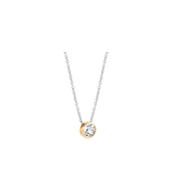 Ti Sento Petite Solitaire Rubover CZ Gold Plated Pendant Necklace