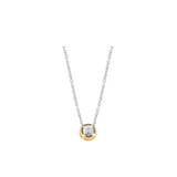 Ti Sento Petite Solitaire Rubover CZ Gold Plated Pendant Necklace