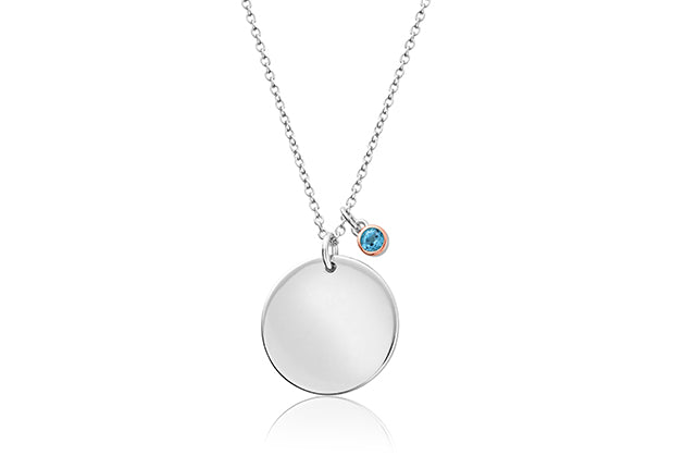 Clogau Celebration Silver Birthstone Disc Pendant SALE