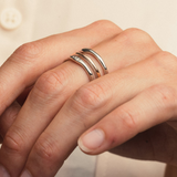 Clogau Gold Sterling Silver Ripples Triple Band Ring SALE