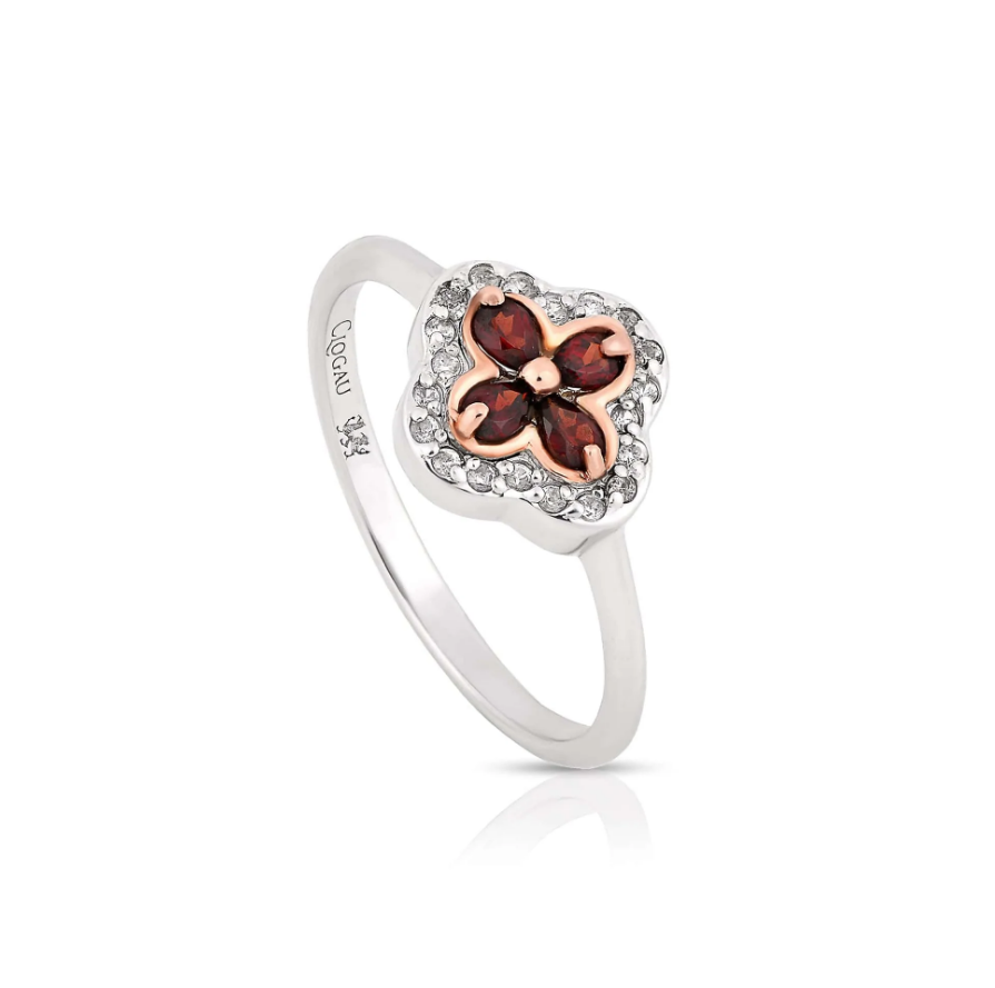Clogau Gold Sterling Silver Tudor Court Garnet Ring SALE