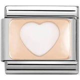 Nomination Classic Rose Gold Enamel White Heart Charm SALE