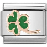 Nomination Classic Rose Gold Enamel Green Shamrock Charm