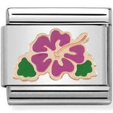 Nomination Classic Rose Gold Enamel Hibiscus Flower Charm
