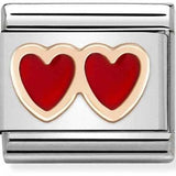 Nomination Classic Rose Gold Enamel Double Heart Charm