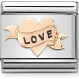 Nomination Classic Rose Gold Enamel Tattoo Love Heart Charm