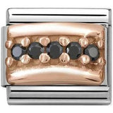 Nomination Classic 9ct Rose Gold CZ Black Sparkle Line Charm SALE