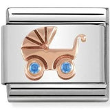 Nomination Classic Rose Gold CZ Baby Blue Pram Charm