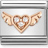 Nomination Classic Rose Gold CZ Heart With Wings Charm