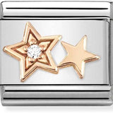 Nomination Classic Rose Gold CZ Double Star Charm