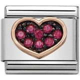 Nomination Classic Rose Gold CZ Black Rhodium Heart Charm SALE