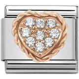 Nomination Classic Rose Gold CZ White Pavé Heart Twist Charm