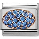 Nomination Classic Rose Gold CZ Blue Dome Pavé Set Charm SALE